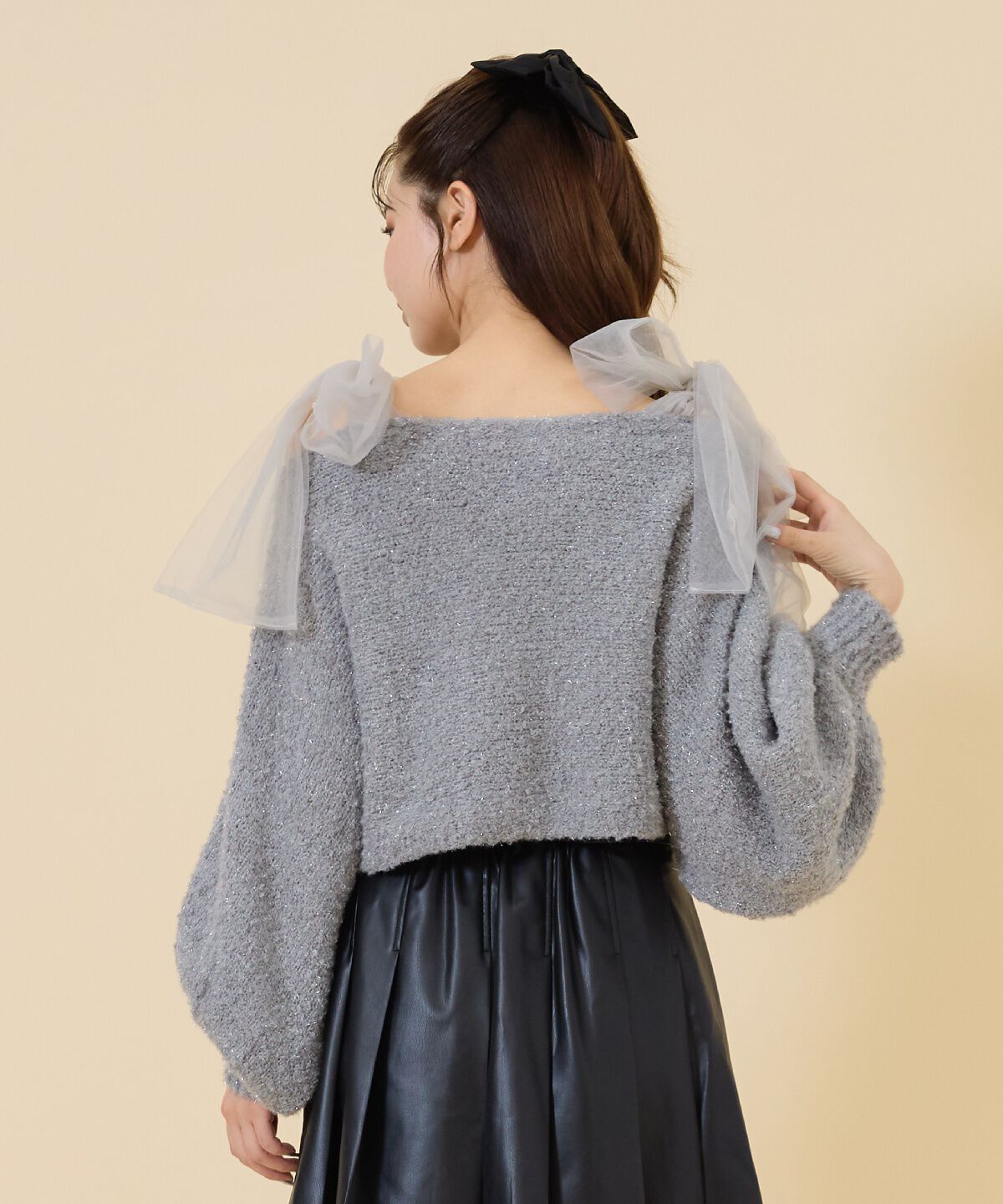 REDYAZEL「チュールリボンラメニットトップス」|ニット・セーター|