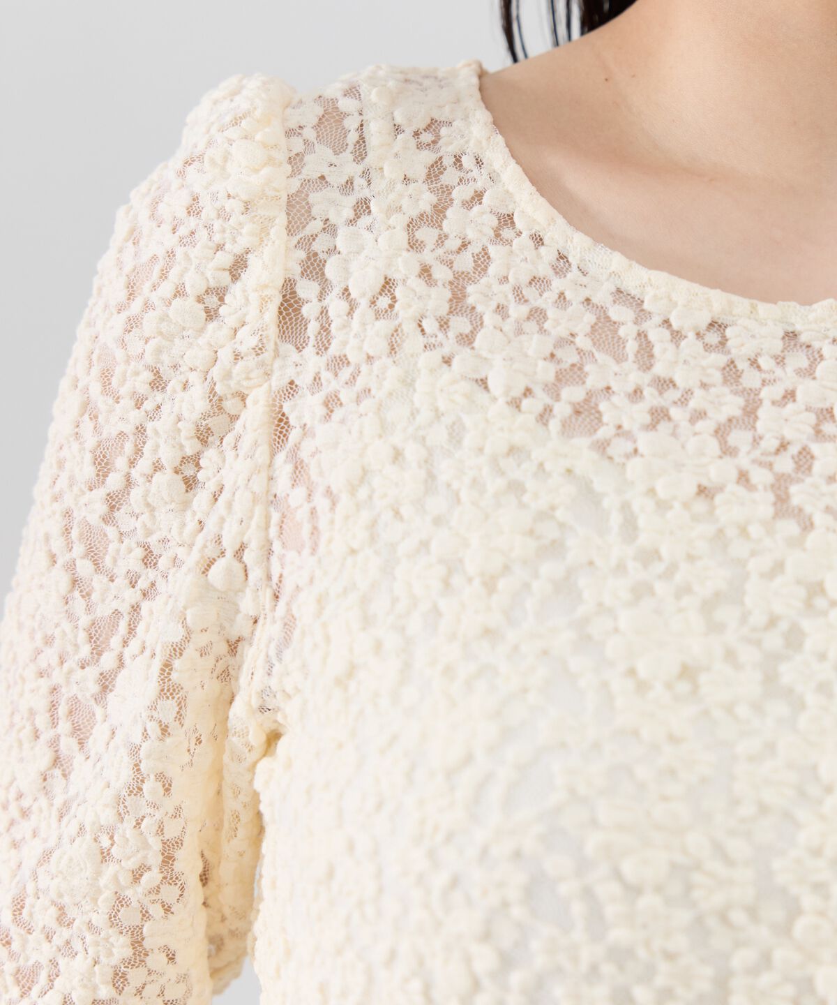 REDYAZEL「フラワーレース5分袖トップス」|Tシャツ・カットソー|