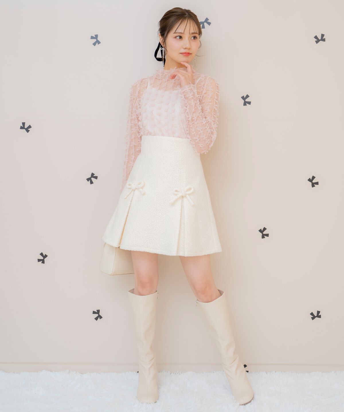 WILLSELECTION「ボックスタックボアミニスカート」|フレア|