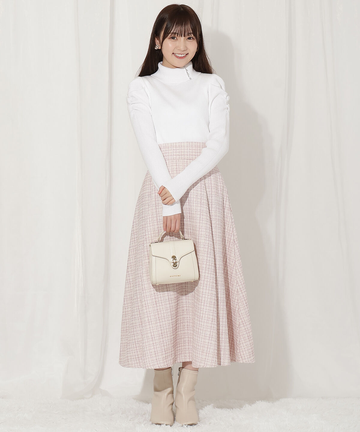 WILLSELECTION「バックスピンドルラメツイードフレアスカート」|フレア|