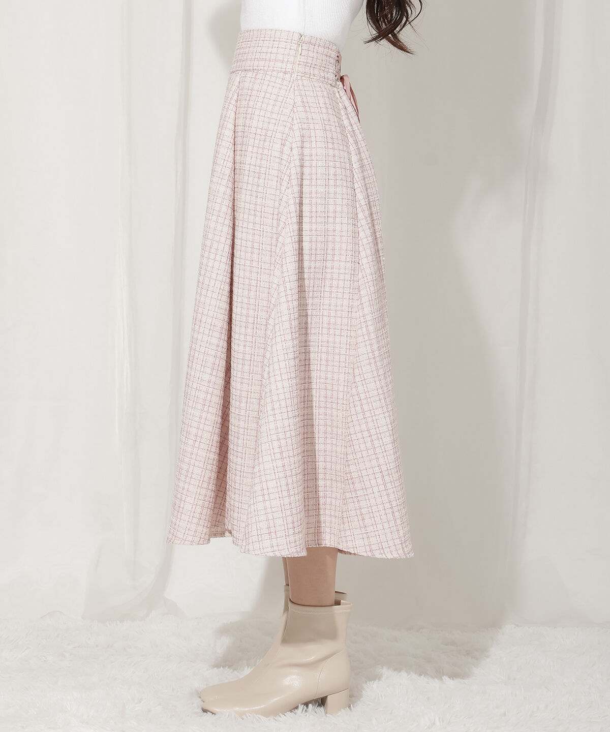 WILLSELECTION「バックスピンドルラメツイードフレアスカート」|フレア|