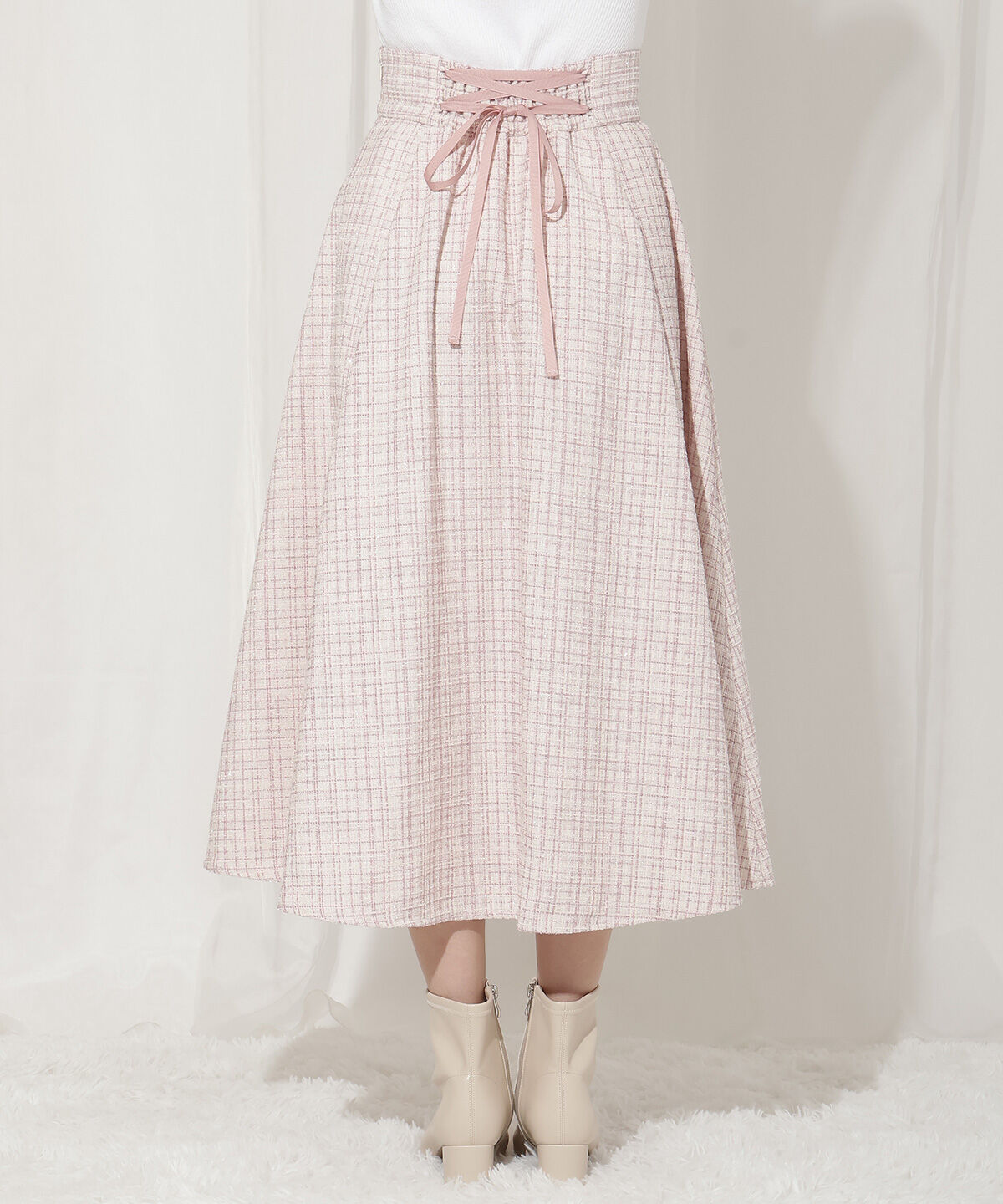 WILLSELECTION「バックスピンドルラメツイードフレアスカート」|フレア|