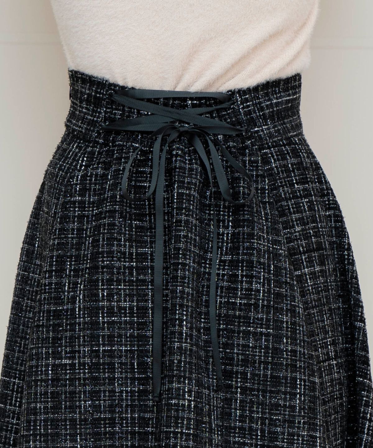 WILLSELECTION「バックスピンドルラメツイードフレアスカート」|フレア|