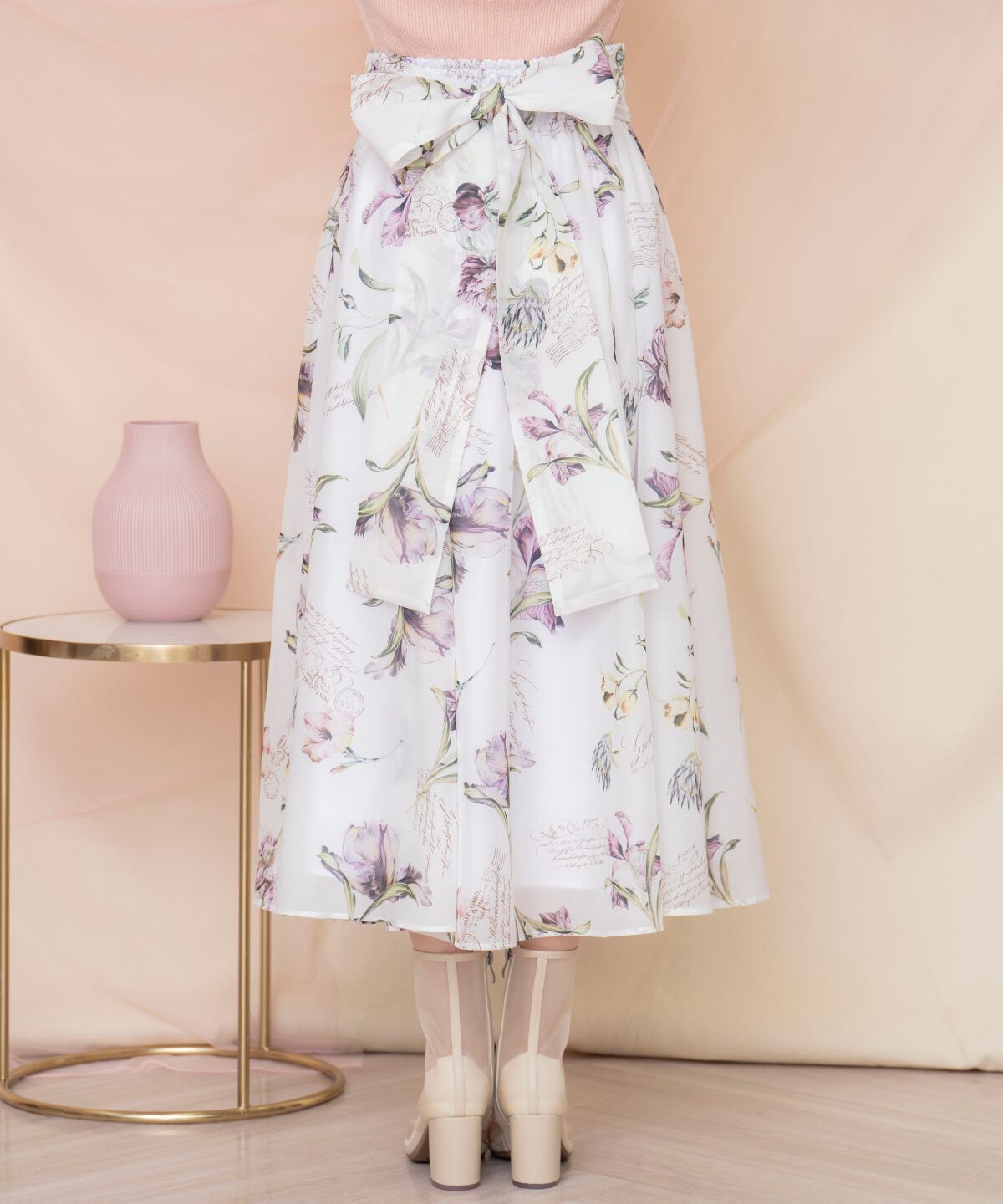 WILLSELECTION「ビッグリボンシアーフラワースカート」|フレア|