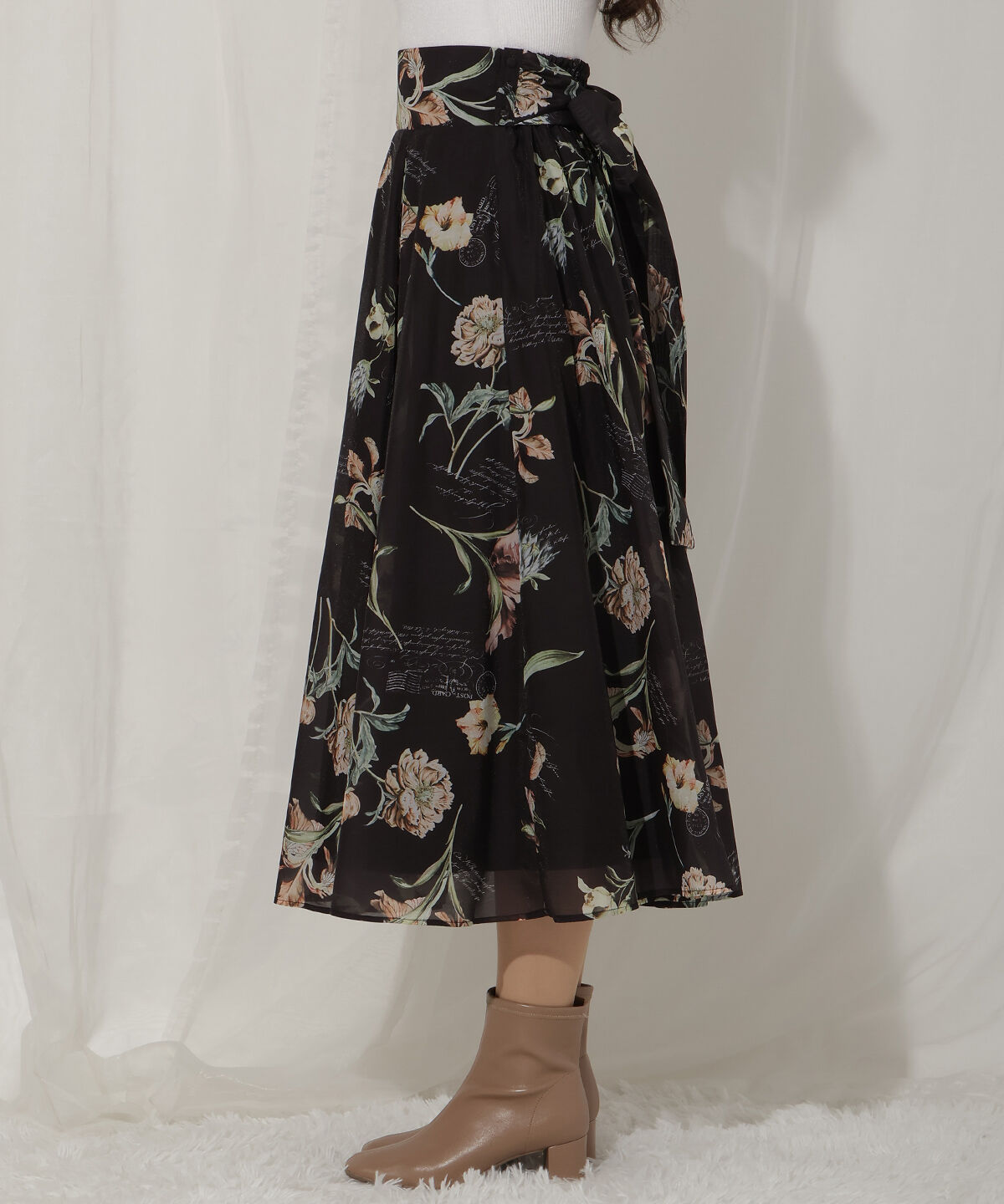 WILLSELECTION「ビッグリボンシアーフラワースカート」|フレア|