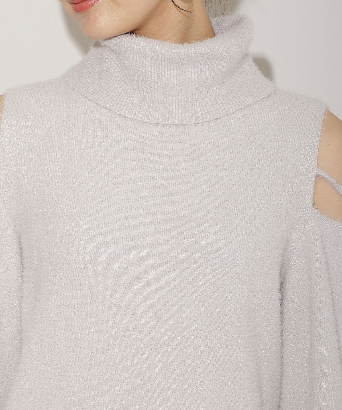 WILLSELECTION「オープンショルダーラメフェザーニットワンピース」|ワンピース|