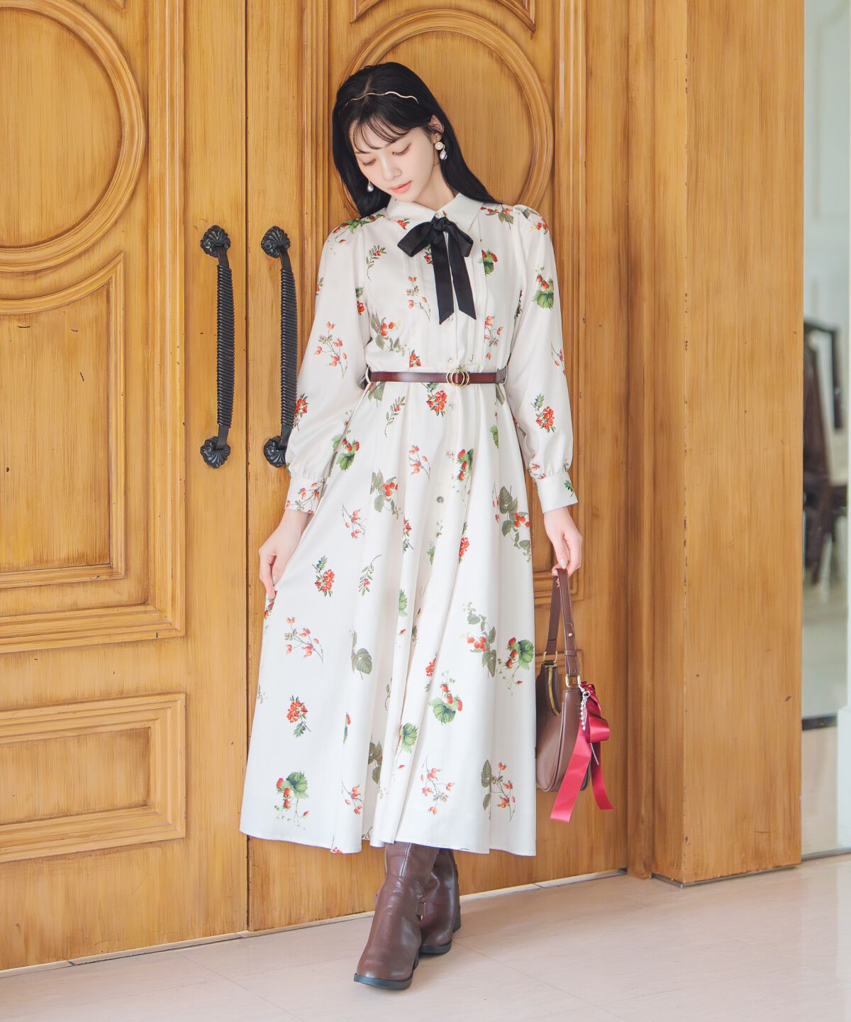 WILLSELECTION「ウィンターボタニカルリボンタイワンピース」|ワンピース|