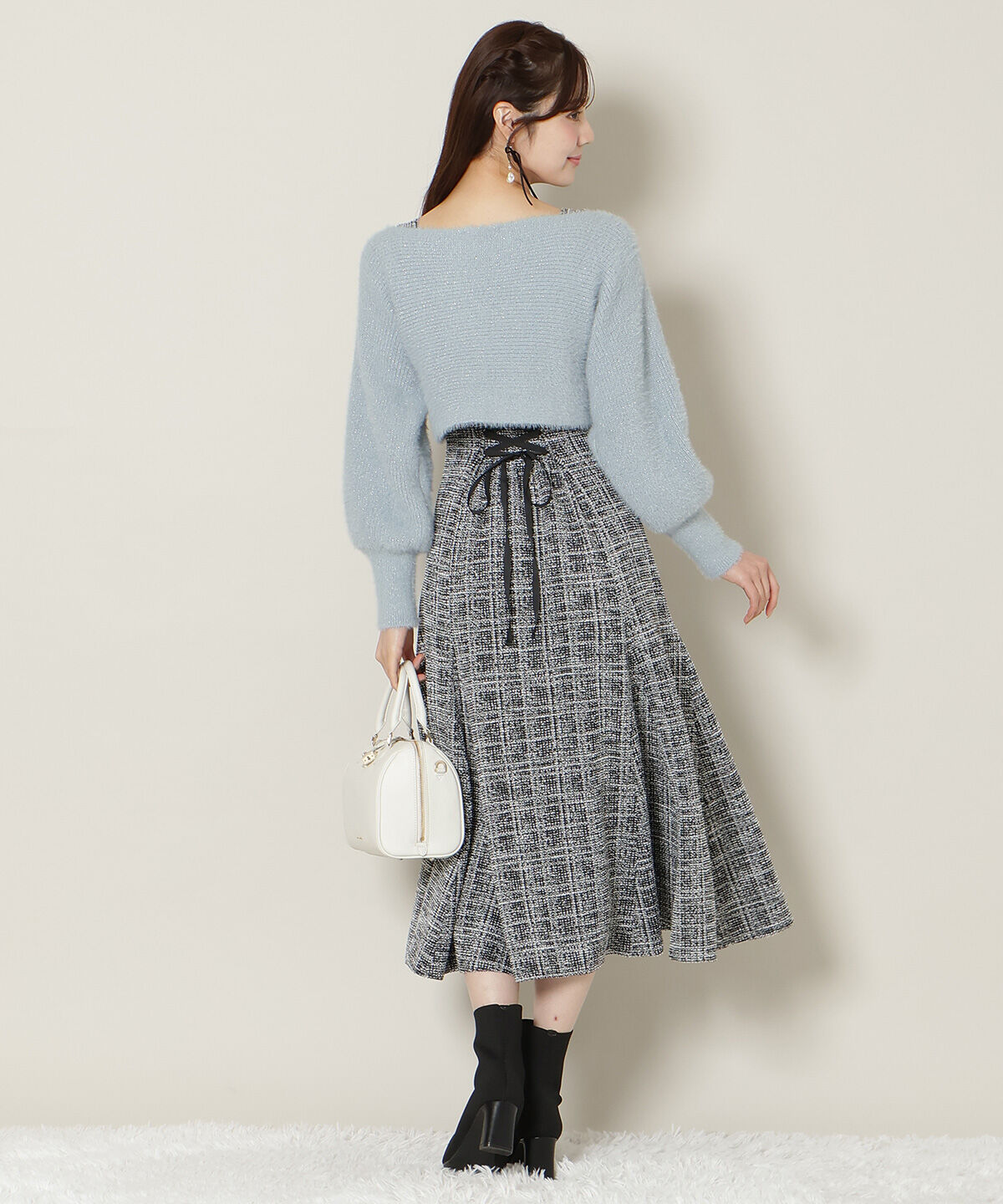 WILLSELECTION「カットツイードワンピース&times;フェザーニットSET」|ワンピース|