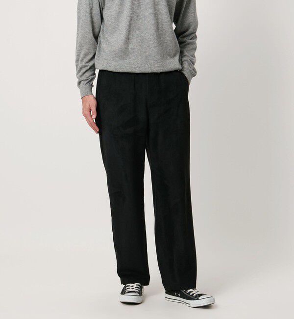 UNITED ARROWS「スエードライク オールギャザー リラックス イージーパンツ」|チノ|BLACK