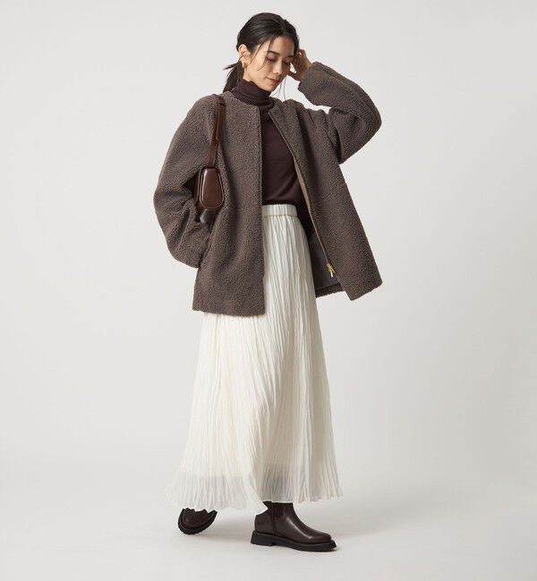 size SHORTあり］ボア ノーカラー ブルゾン（UNITED ARROWS green