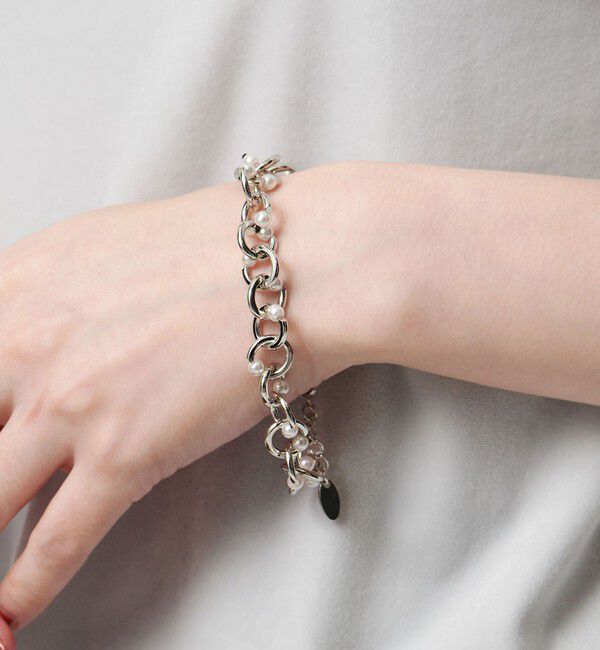 BEAUTY&YOUTH UNITED ARROWS「メタル チェーン&times;パールモチーフ ブレスレット」|ブレスレット・バングル|SILVER