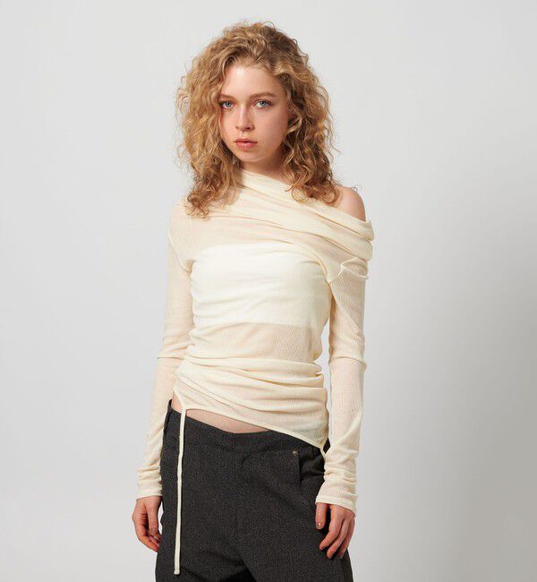 ATTISESSION「＜ATTISESSION＞コットン ナイロン リブ マルチウェイ トップス」|Tシャツ・カットソー|OFF WHITE