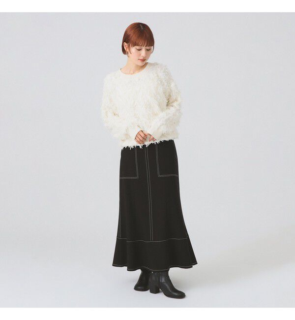 Ray BEAMS 「カット ジャカード フリンジ クルーネック ニット」|ニット・セーター|