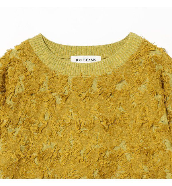 Ray BEAMS 「カット ジャカード フリンジ クルーネック ニット」|ニット・セーター|