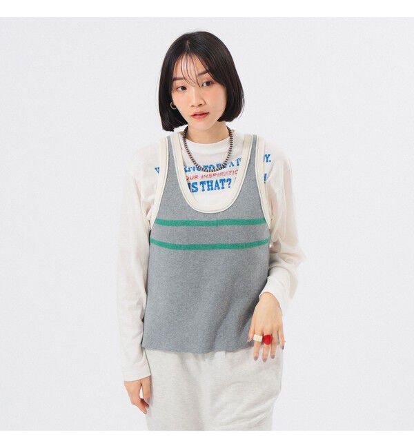 BEAMSBOY「12ゲージ ジャカード ライン タンク」|ベスト・ジレ|