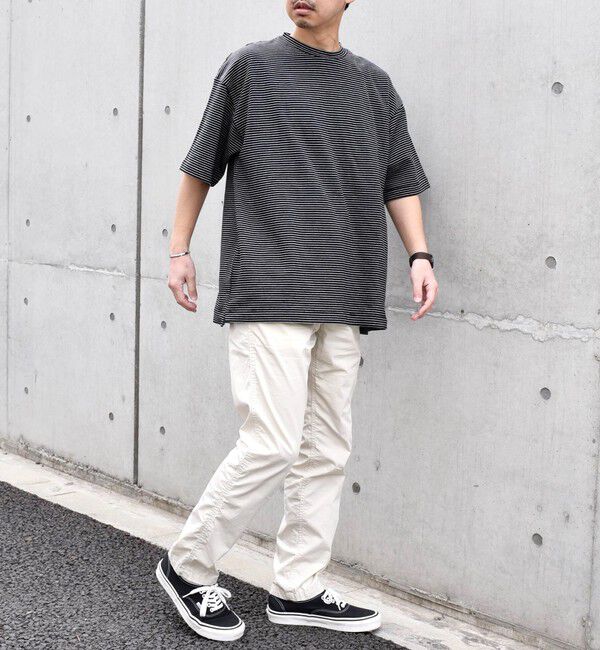 SHIPS any「SHIPS any: マイクロボーダー ミニ裏毛 ライト スウェット ライク Tシャツ◇」|Tシャツ・カットソー|