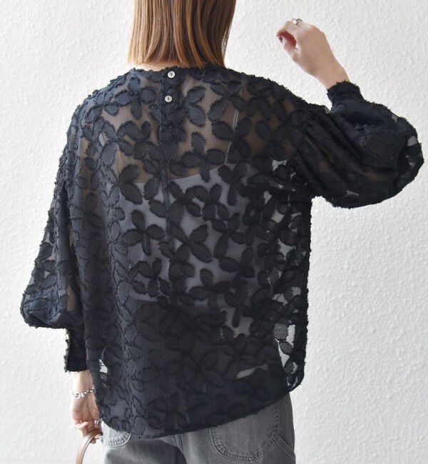 SHIPS any「SHIPS any:〈手洗い可能〉シアー フラワー ジャカード ボウタイ ブラウス」|シャツ・ブラウス|