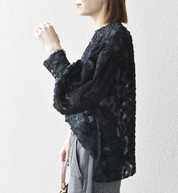 SHIPS any「SHIPS any:〈手洗い可能〉シアー フラワー ジャカード ボウタイ ブラウス」|シャツ・ブラウス|