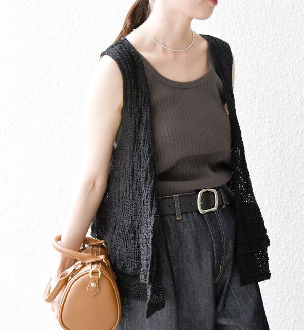 SHIPS any「SHIPS any:〈手洗い可能〉フラワー メッシュ 2WAY ティアード ペプラム ベスト」|ベスト・ジレ|ブラック