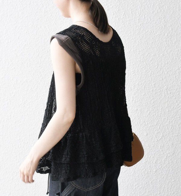 SHIPS any「SHIPS any:〈手洗い可能〉フラワー メッシュ 2WAY ティアード ペプラム ベスト」|ベスト・ジレ|