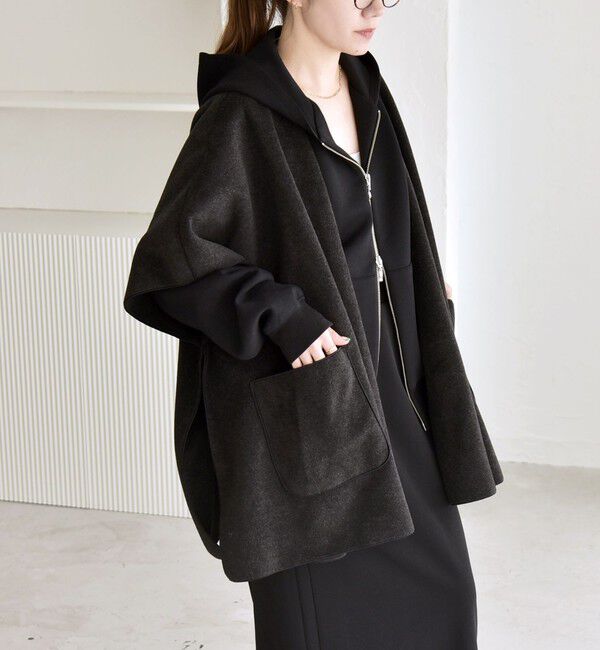 quaranciel「quaranciel: ダブル パイル ニット ショート ポンチョ コート」|その他|