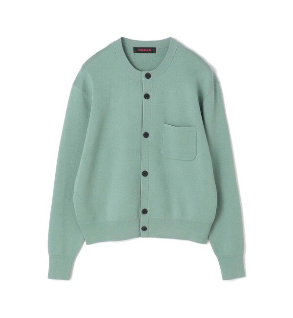 CABaN「CABaN コットンカシミヤ ポケットクルーネックカーディガン」|ニット・セーター|53 グリーン