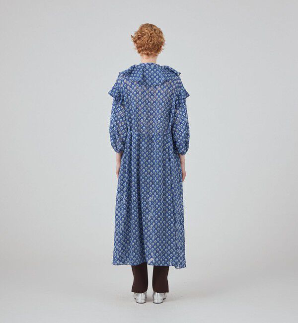 SOULEIADO「ポリエステルプリント フリルカラーワンピース」|ワンピース|