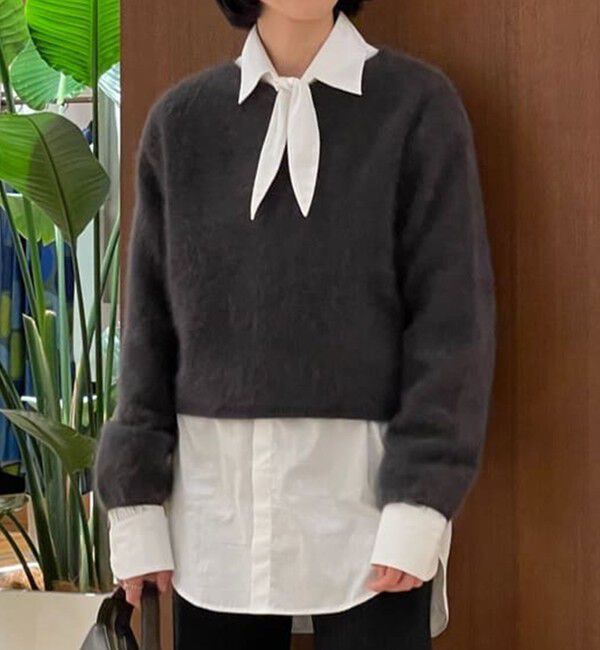 Ballsey「フラッフィーヤーン Vネックプルオーバー」|ニット・セーター|15 ダークグレー