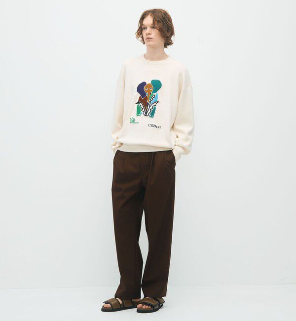 CABaN「CABaN コットンカシミヤ Elephantエンブロイダリークルーネックプルオーバー」|ニット・セーター|