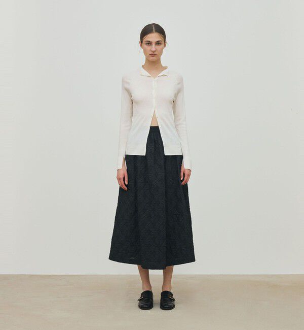 DES PRES「ウーステッドウールファインリブ ビルドネックカーディガン」|カーディガン|