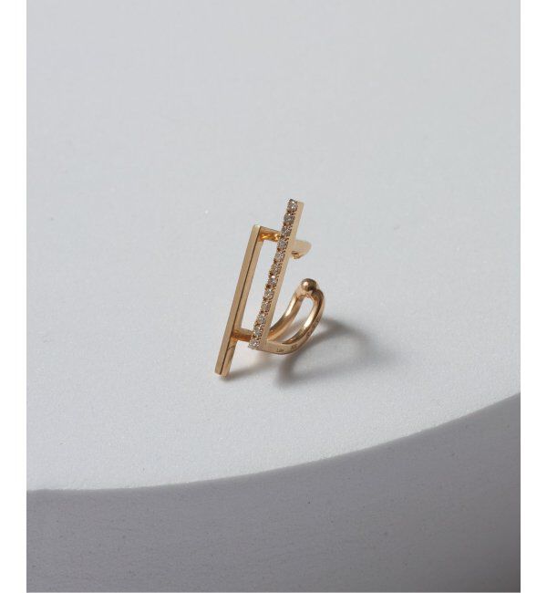 Lilas by Spick&Span「ダイヤダブルバーイヤーカフ K10(片耳)」|イヤーカフ|