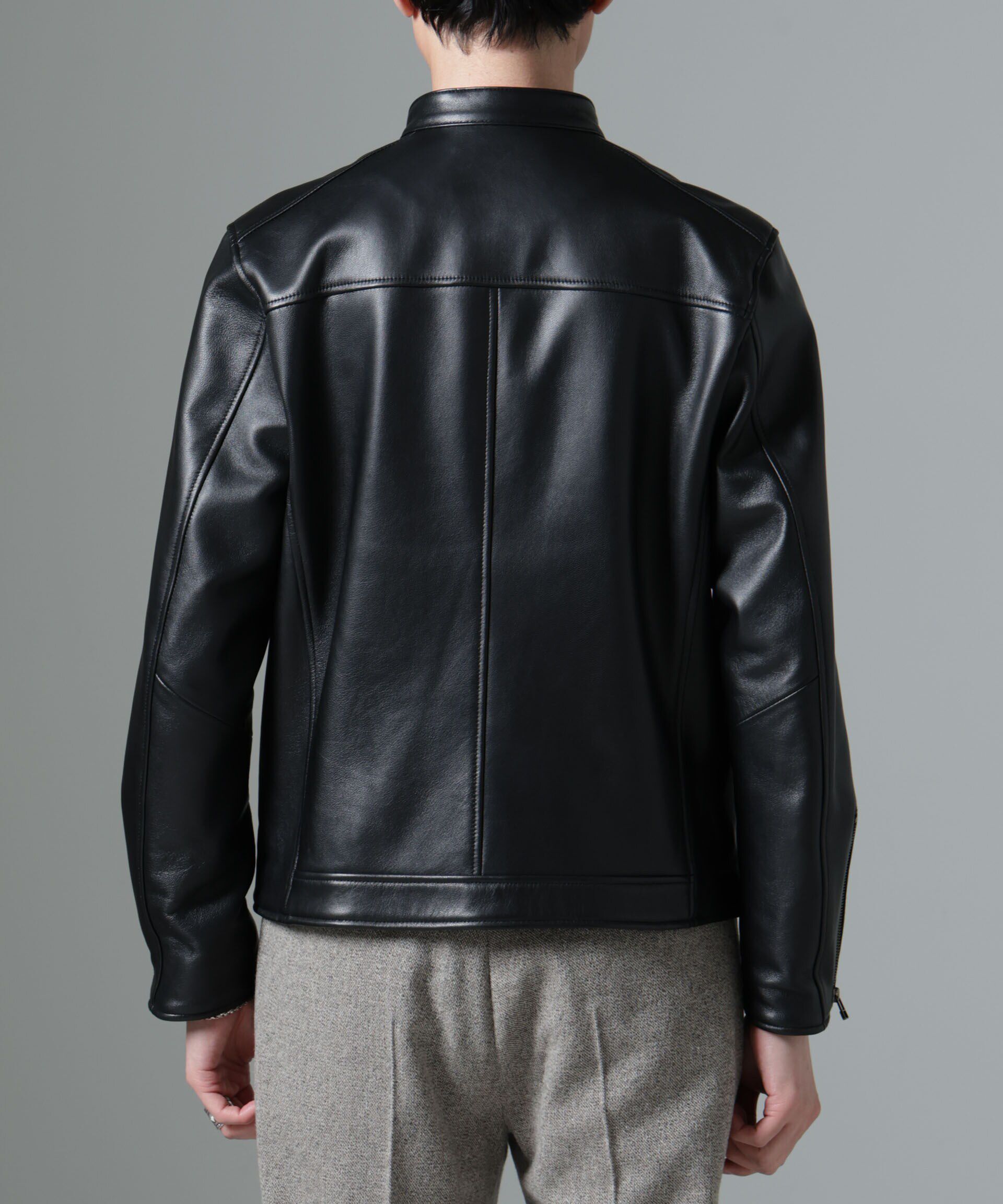 nano･universe「バンドカラーレザーシングルライダースジャケット」|ライダースジャケット|