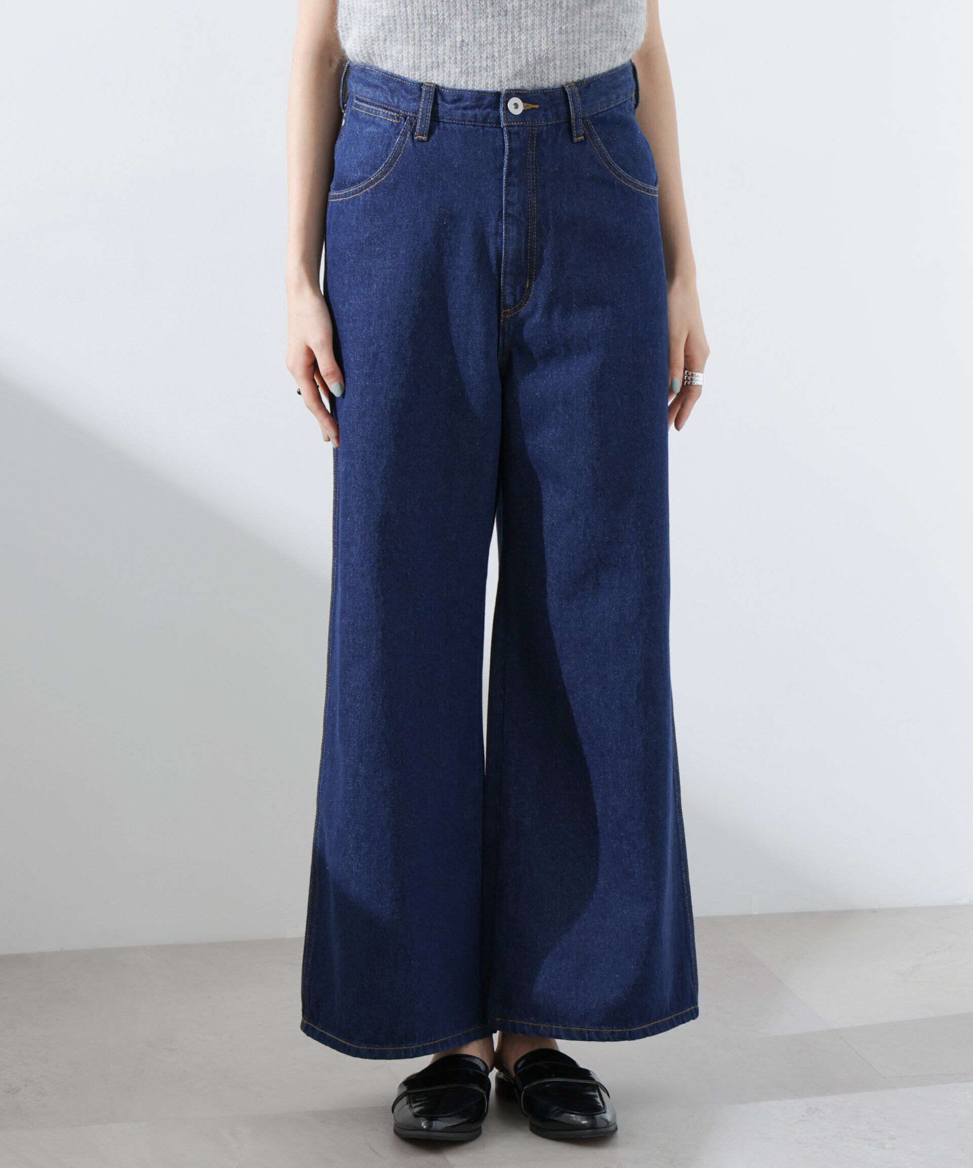 nano･universe「ワイドデニムパンツ（セットアップ可）」|チノ|