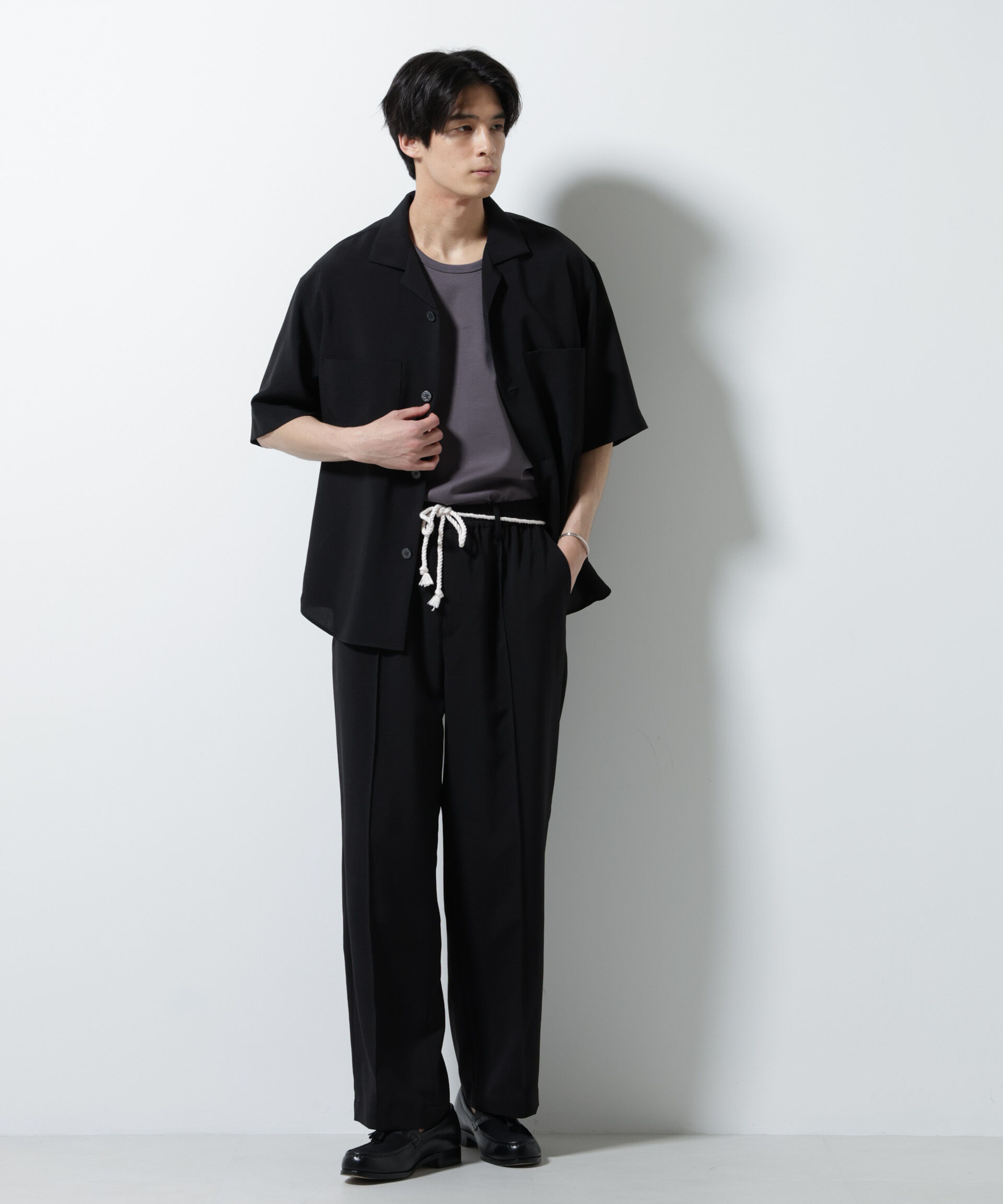 nano･universe「メランジドライオープンカラーシャツ（セットアップ可）」|シャツ・ブラウス|