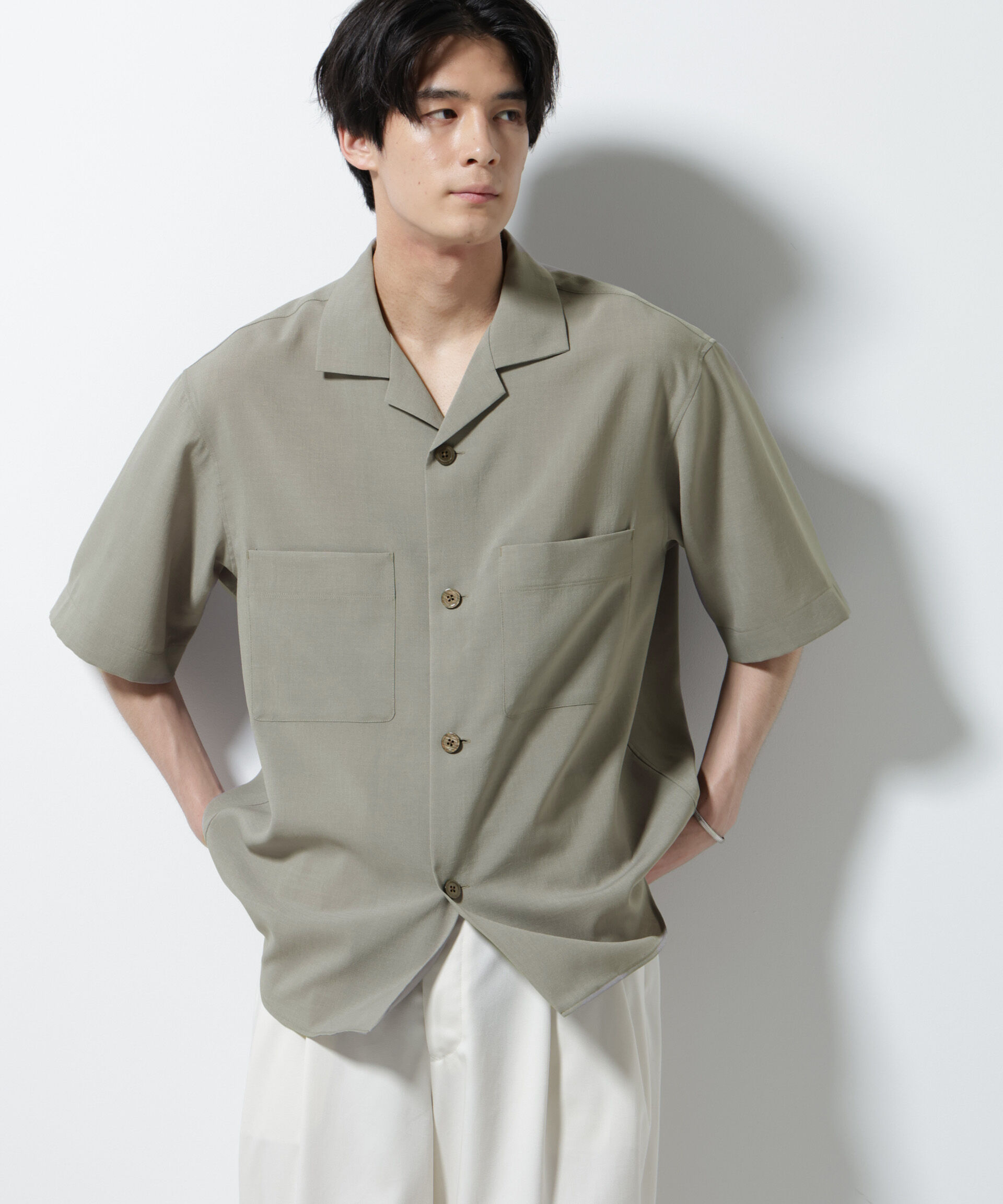 nano･universe「メランジドライオープンカラーシャツ（セットアップ可）」|シャツ・ブラウス|モカベージュ7