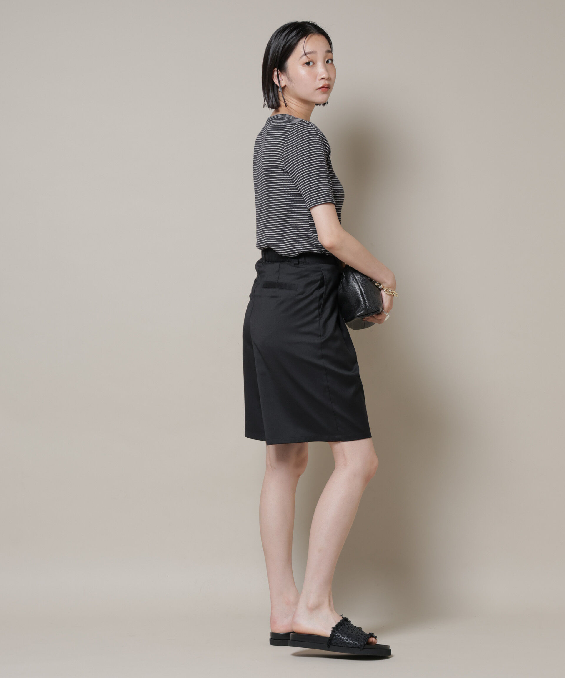 nano･universe「ワンタックショートパンツ(セットアップ可)」|チノ|