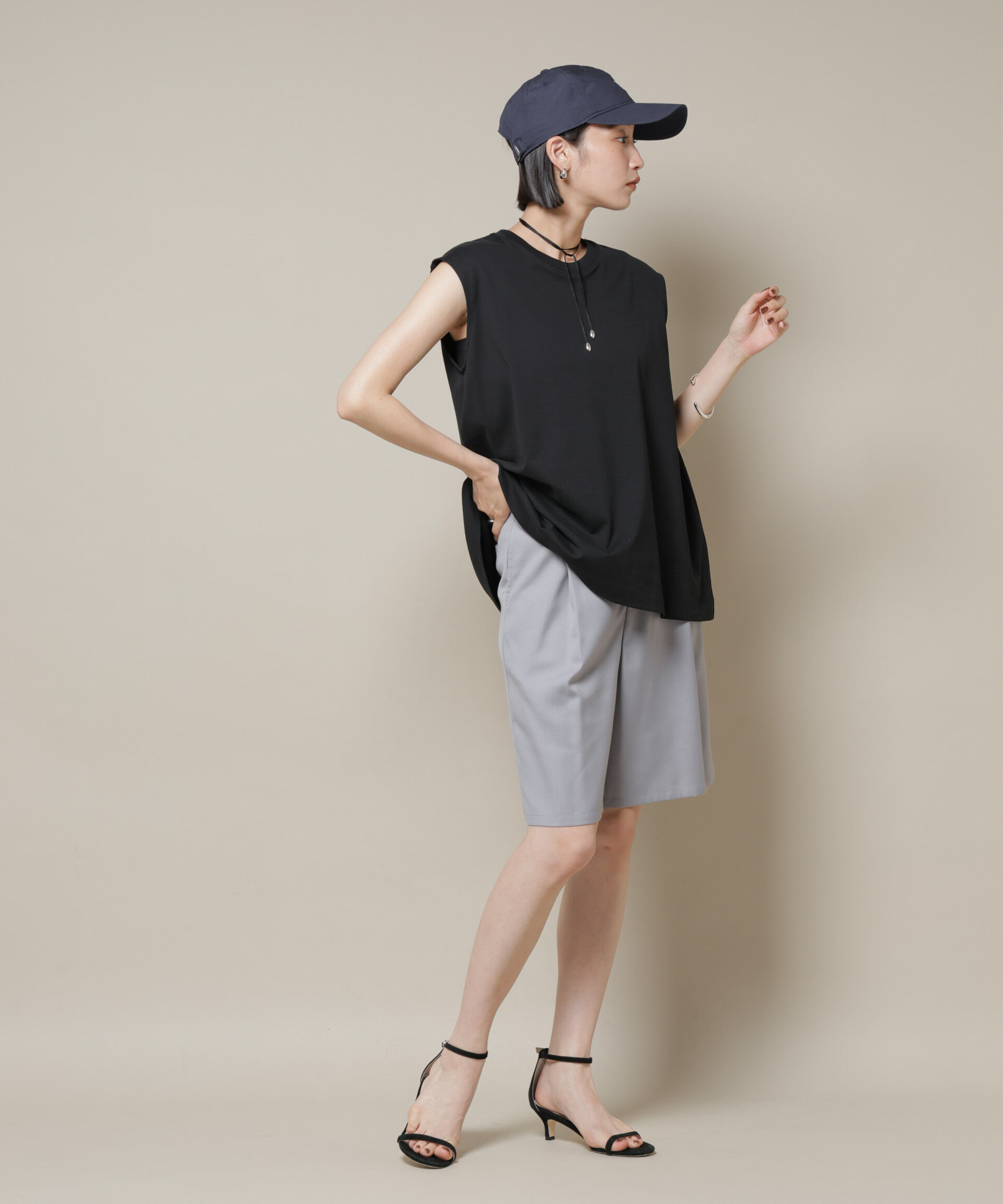 nano･universe「ワンタックショートパンツ(セットアップ可)」|チノ|