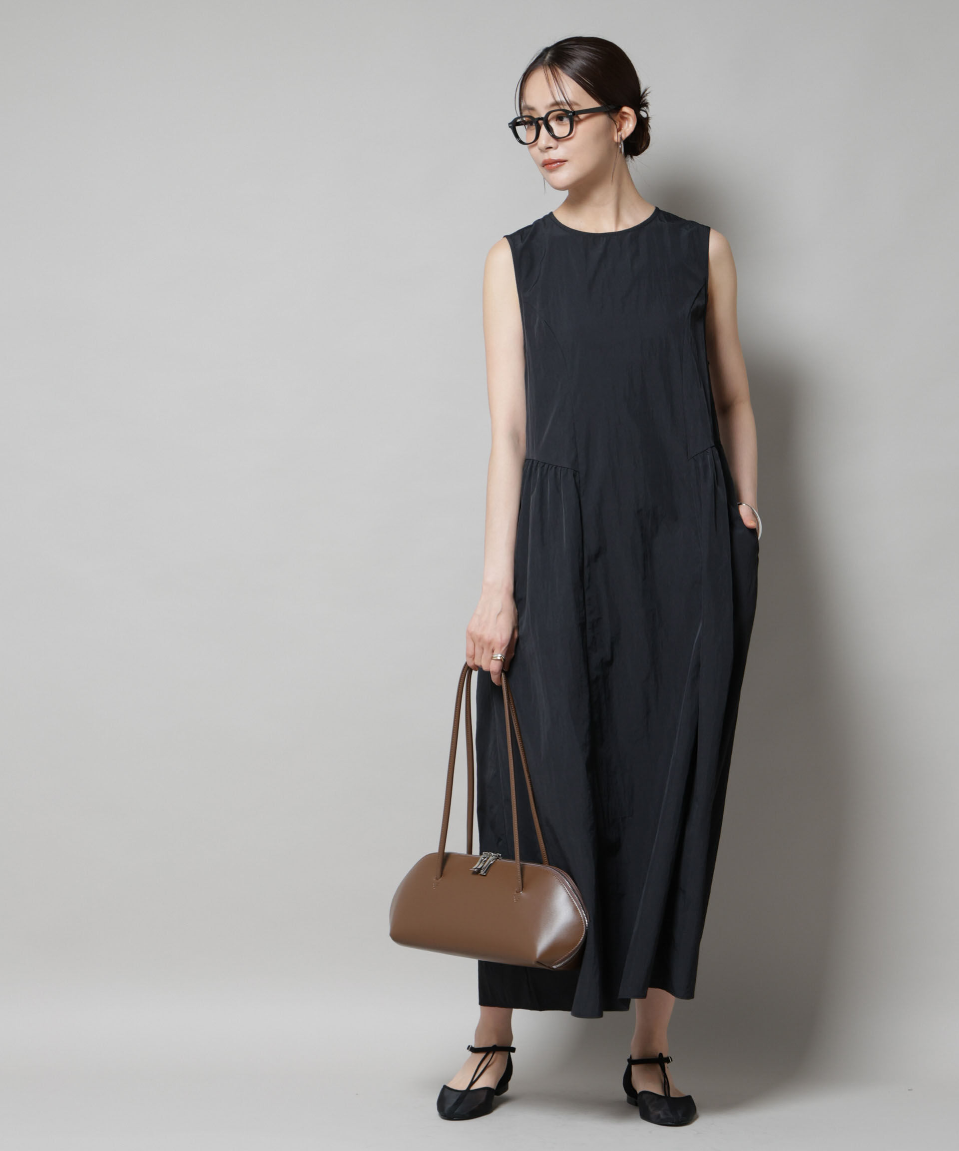 nano･universe「サイドギャザーナイロンワンピース」|ワンピース|