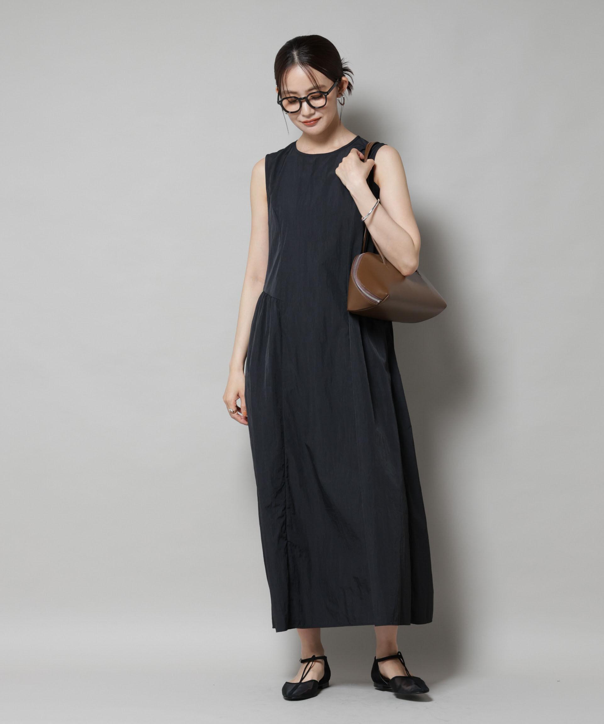 nano･universe「サイドギャザーナイロンワンピース」|ワンピース|