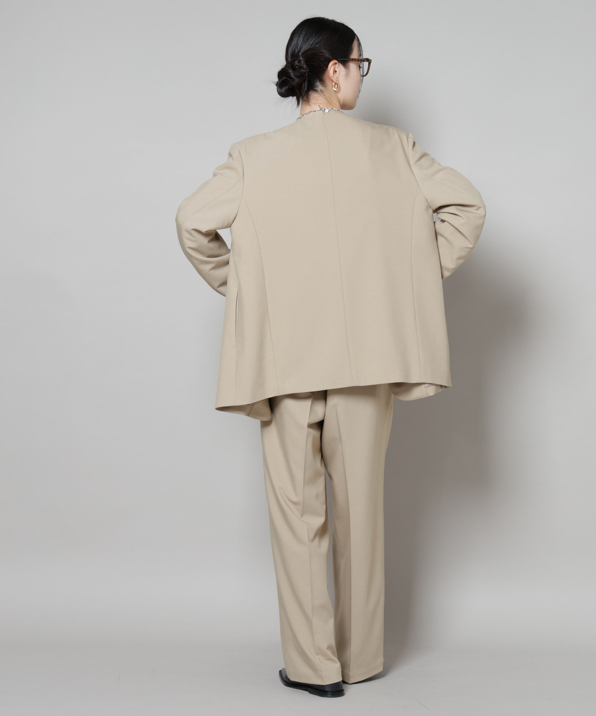 nano･universe「カラーレスワイドショルダージャケット(セットアップ可)」|テーラードジャケット|