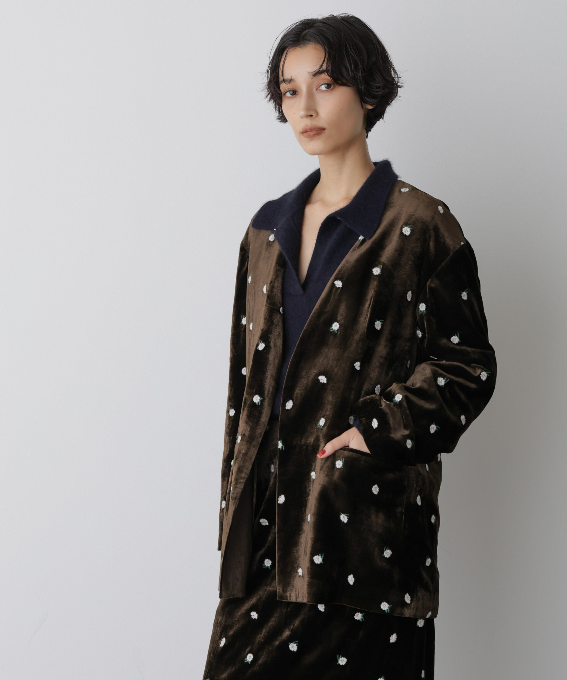  「「STEVELOUR」ベロアブルームジャケット(セットアップ可)」|その他|ブラウン