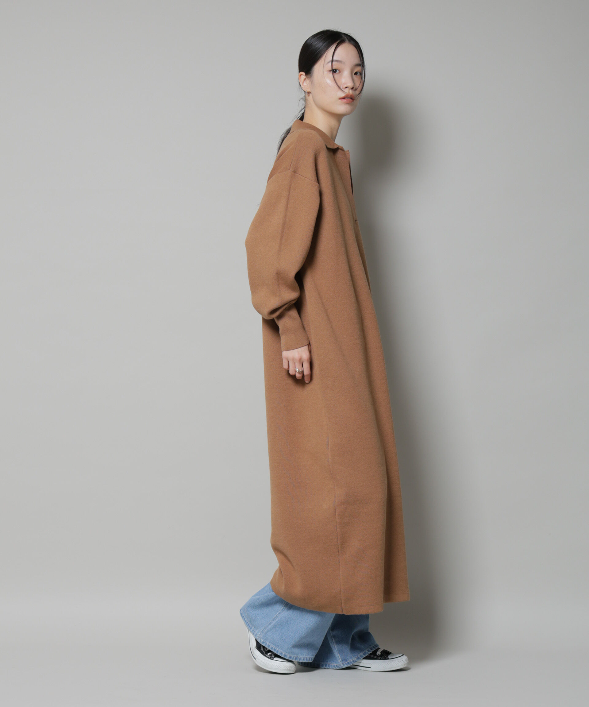 nano･universe「スウェットライク衿付きスキッパーニットワンピース」|ワンピース|