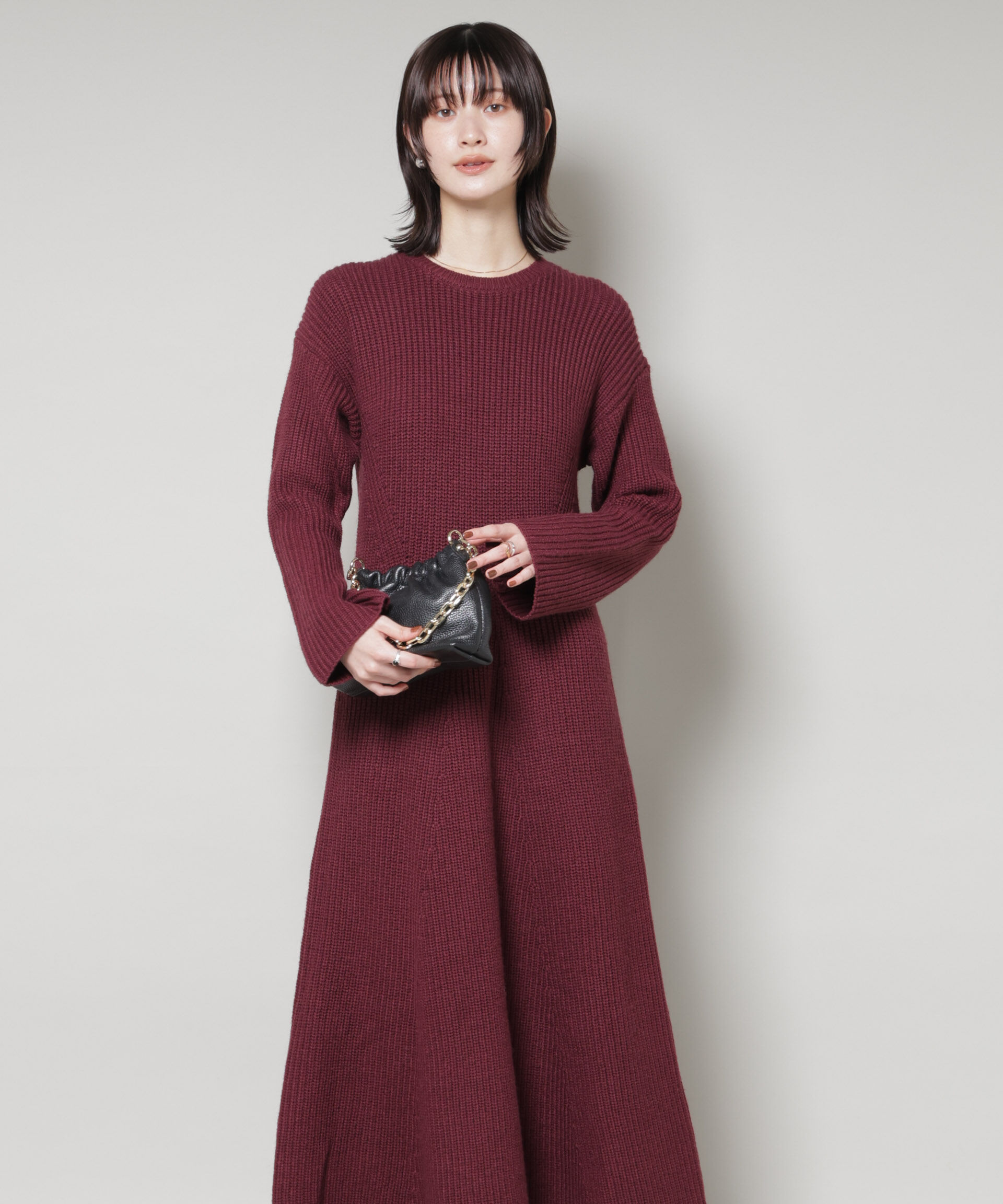 nano･universe「片畦フレアニットワンピース」|ワンピース|