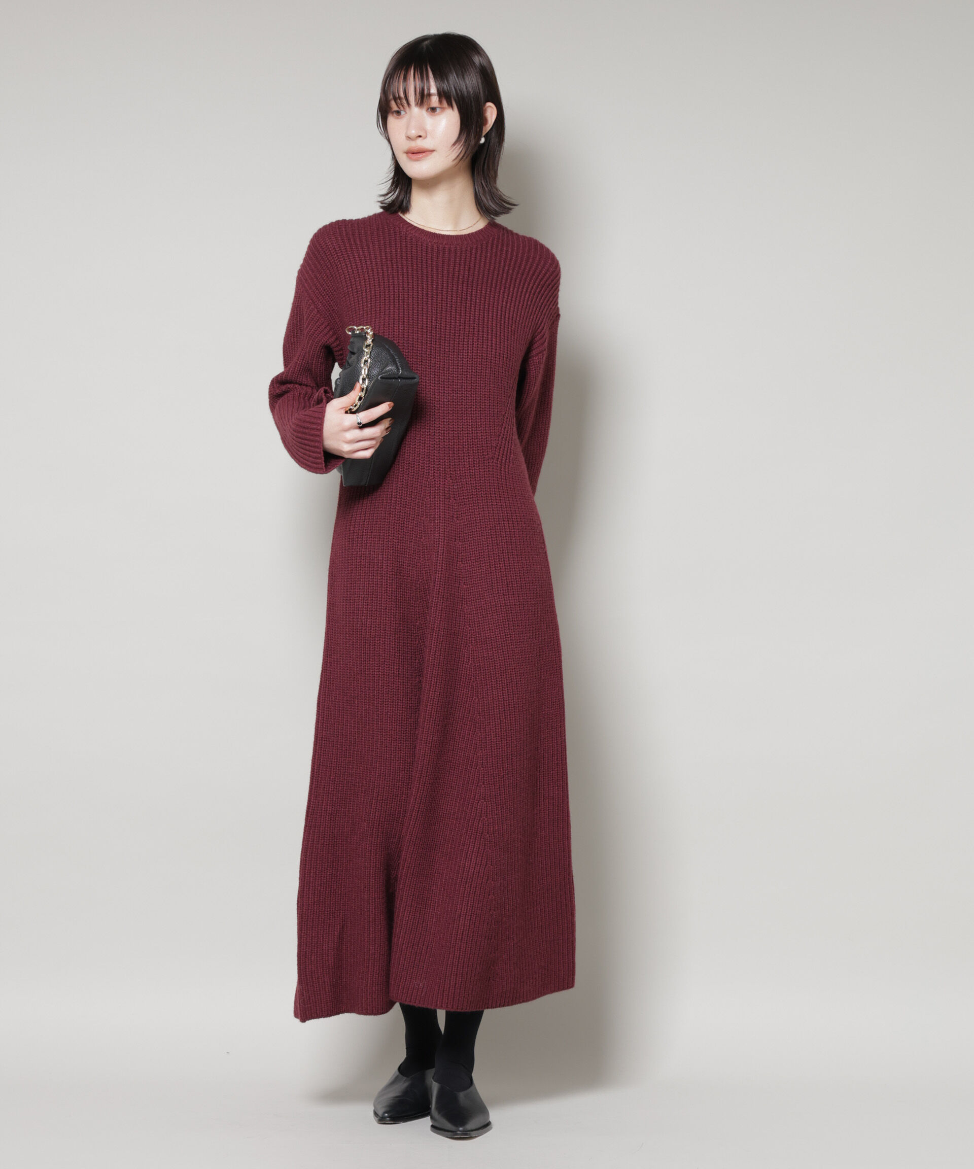 nano･universe「片畦フレアニットワンピース」|ワンピース|