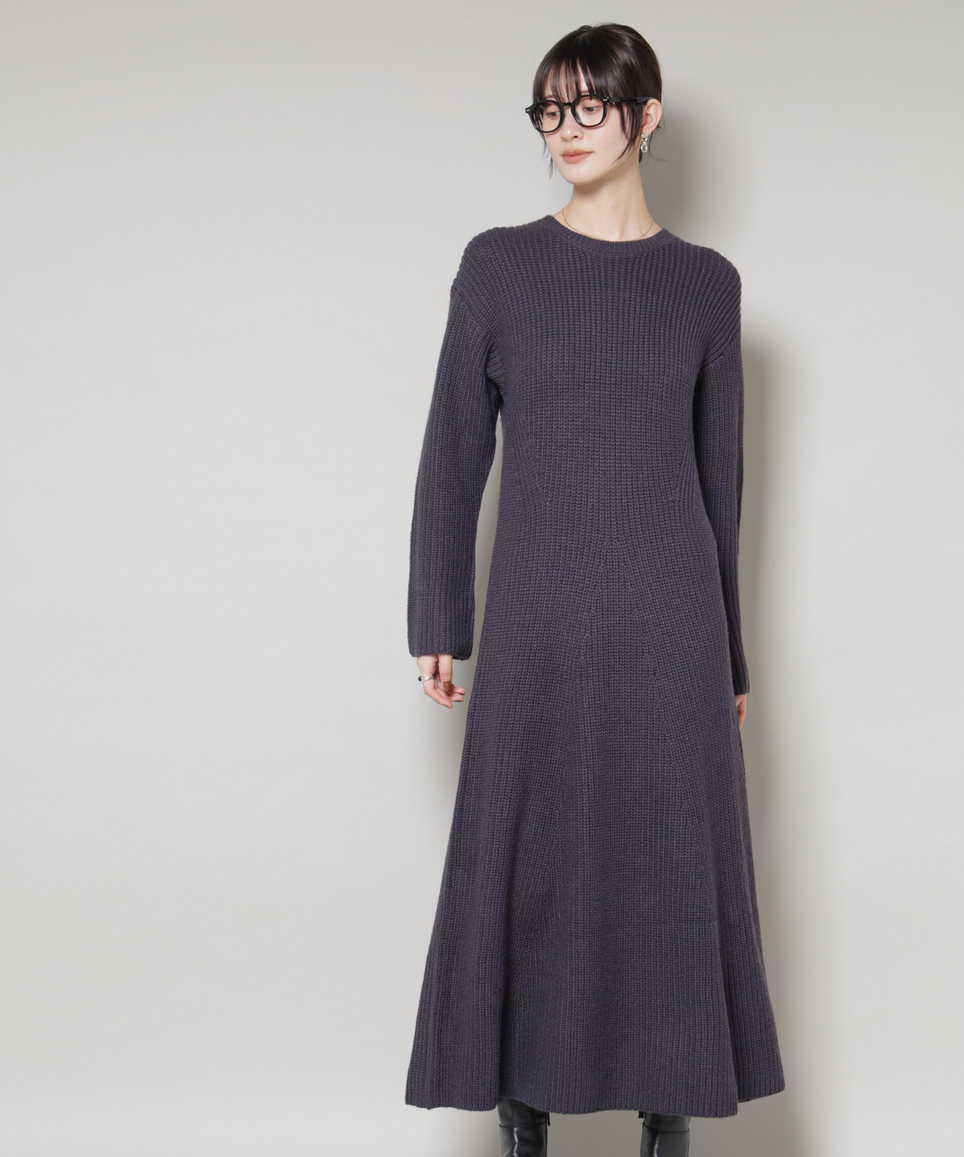 nano･universe「片畦フレアニットワンピース」|ワンピース|