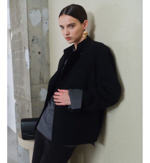 BEIGE,「【Oggi掲載】LEMOORE / ウールリバースタンドカラーショートコート」|その他|Black