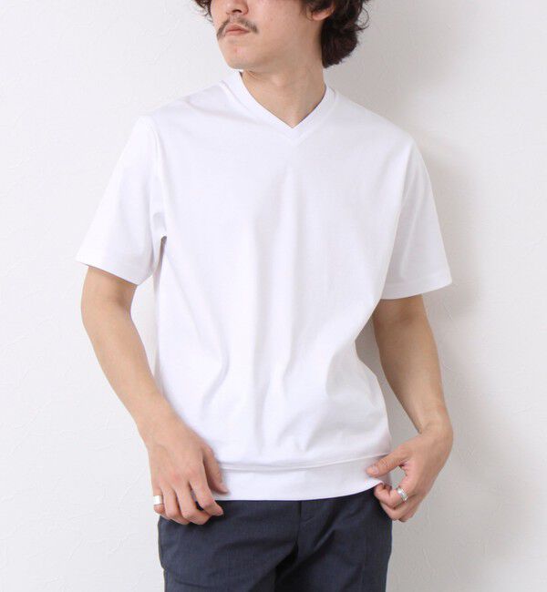 NOLLEY'S goodman「《ビジカジ対応》シルケットスムース Vネック ドレスTシャツ 25SS」|Tシャツ・カットソー|