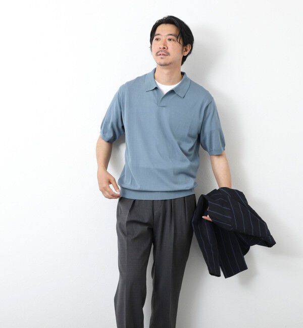 NOLLEY'S goodman「《PIMA COTTON》成型半袖 NSN スキッパーニットポロシャツ 25SS」|ポロシャツ|