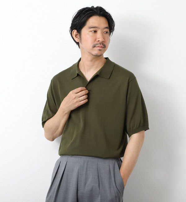 NOLLEY'S goodman「《PIMA COTTON》成型半袖 NSN スキッパーニットポロシャツ 25SS」|ポロシャツ|