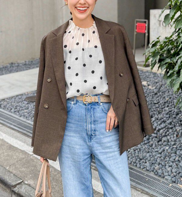 NOLLEY'S「《セットアップ対応》ウォッシャブルウール調ストレッチダブルジャケット」|テーラードジャケット|